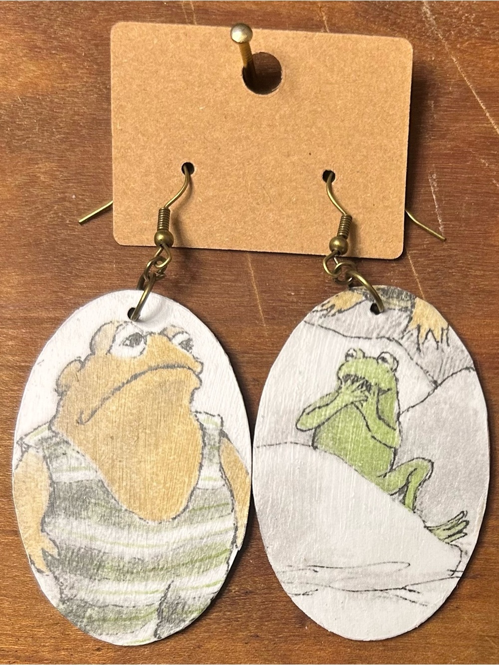 Upcycled Frog and Toad Drop Earrings